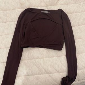 Brown long sleeve crop top